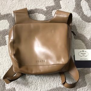 Used authentic Prada leather backpack purse